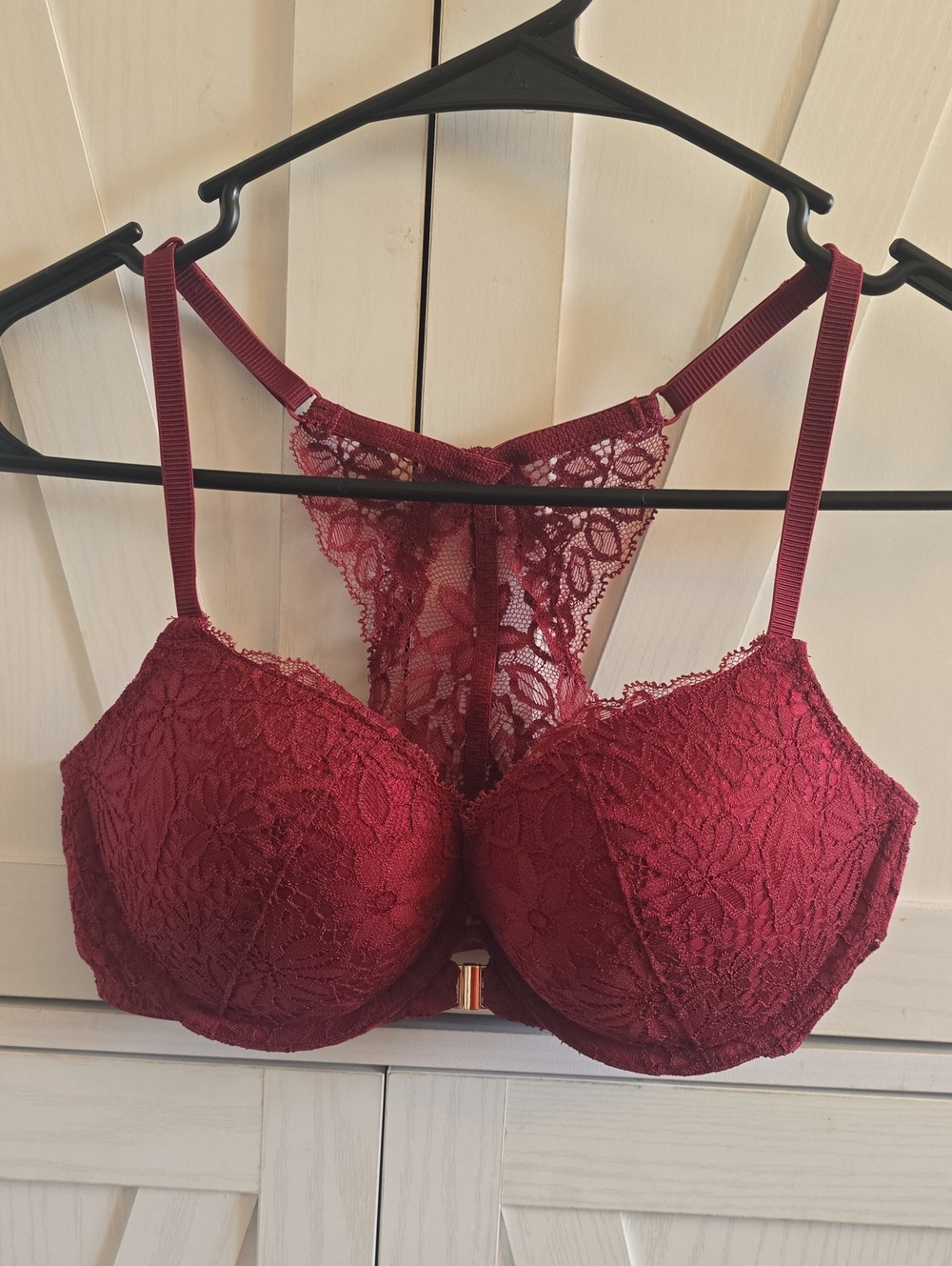 32C Women's Lace Racerback Bra - Burgundy